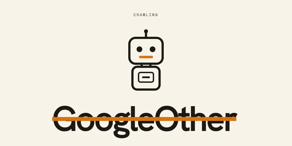 Illustrated robot icon with the word 'GoogleOther' crossed out, representing the crawler being blocked